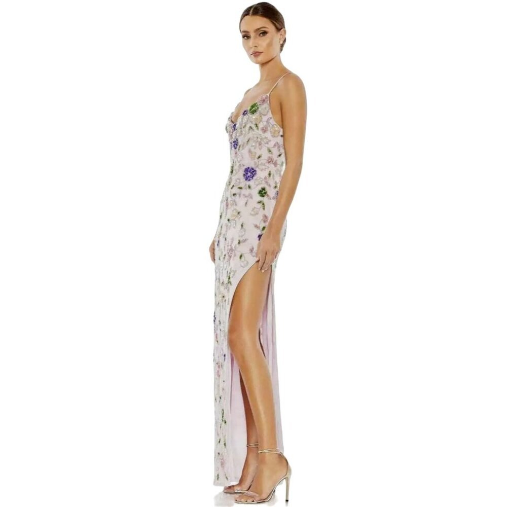 Mac Duggal Floral Embroidered Maxi Dress - Pink and Purple - Picture 3 of 13